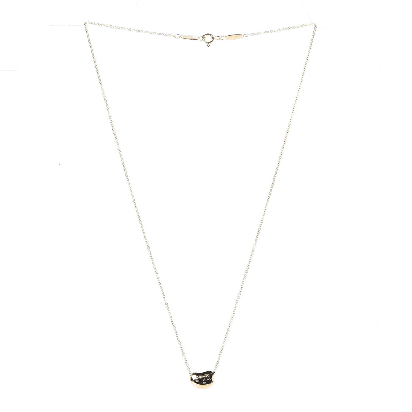 18K Yellow Gold 11mm Elsa Peretti Bean Pendant Necklace
