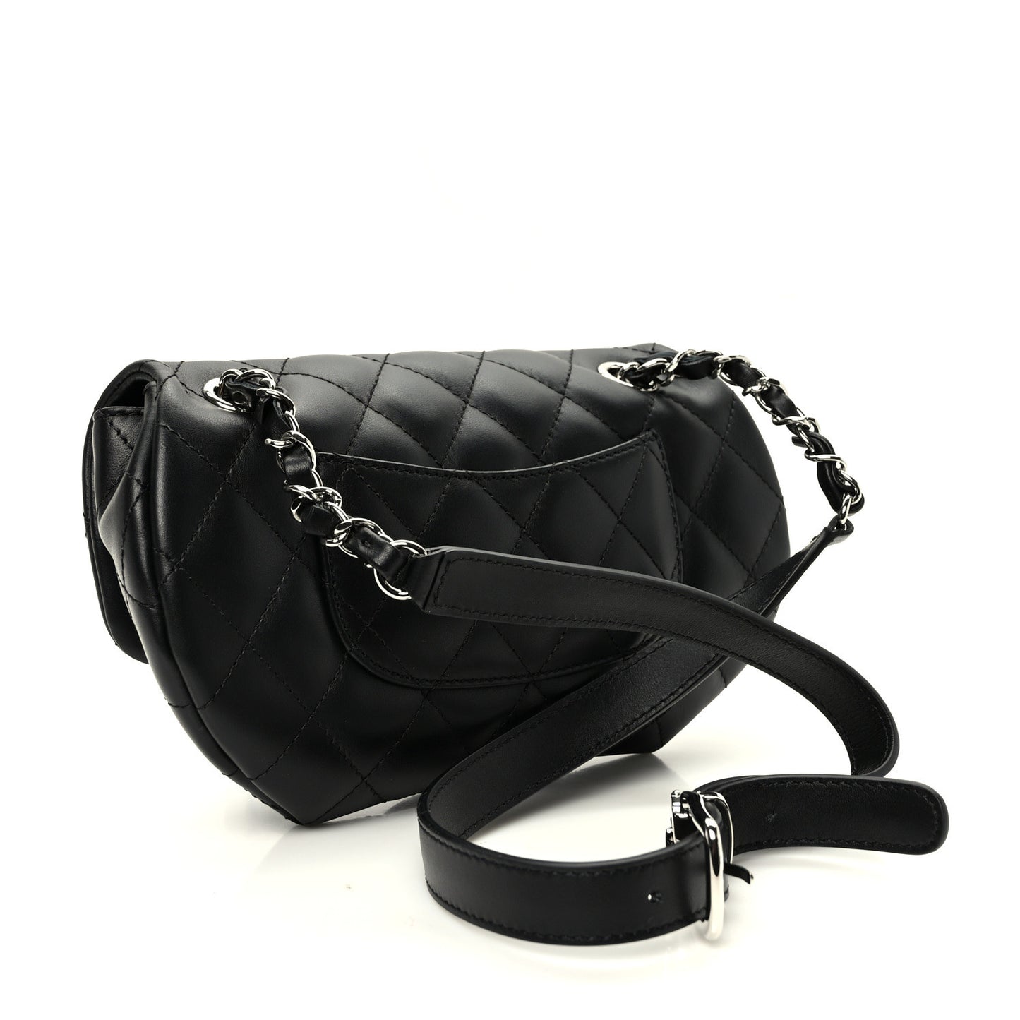 Calfskin Quilted CC Uniform Flap Belt Bag Black