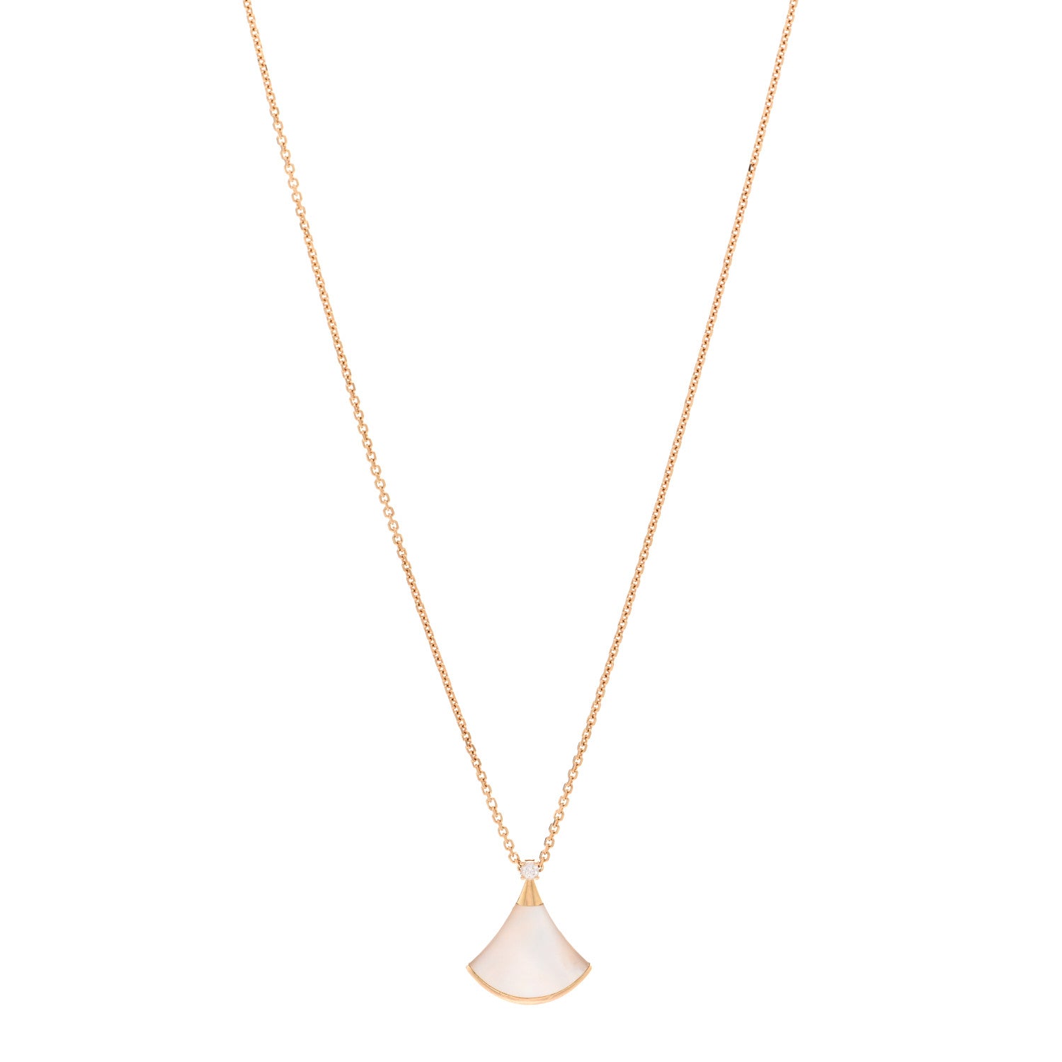Bulgari 18K Rose Gold Diamond Mother of Pearl Small Divas' Dream Pendant Necklace 1 of 5