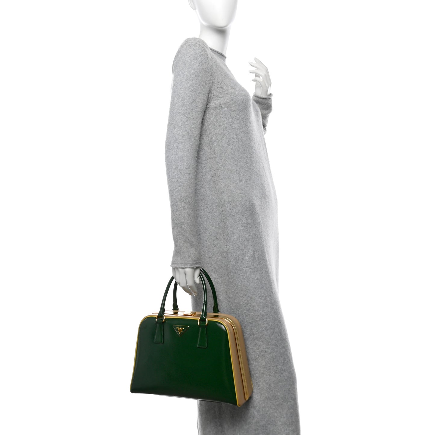 Saffiano Vernice Pyramid Bag Larice Sabbia