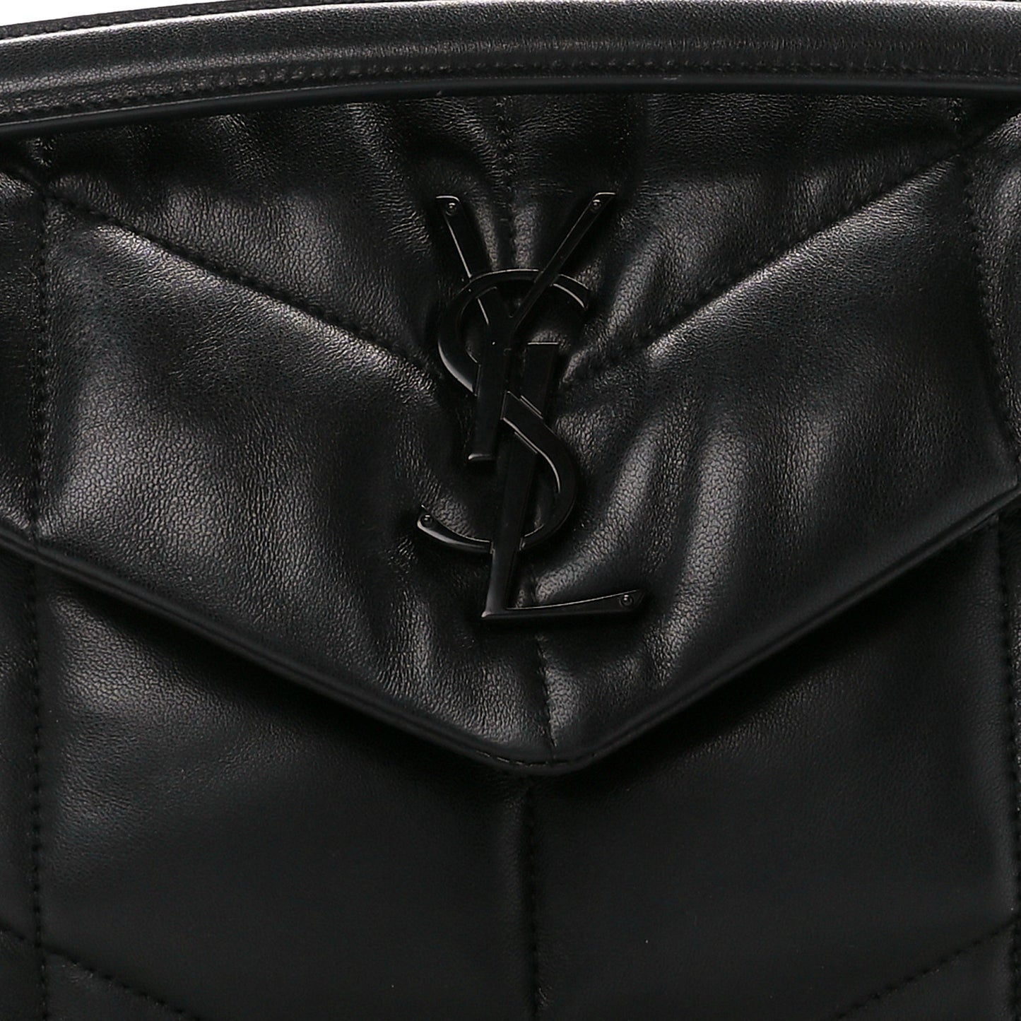 Lambskin Quilted Monogram Monochrome Small Loulou Puffer Chain Satchel Black