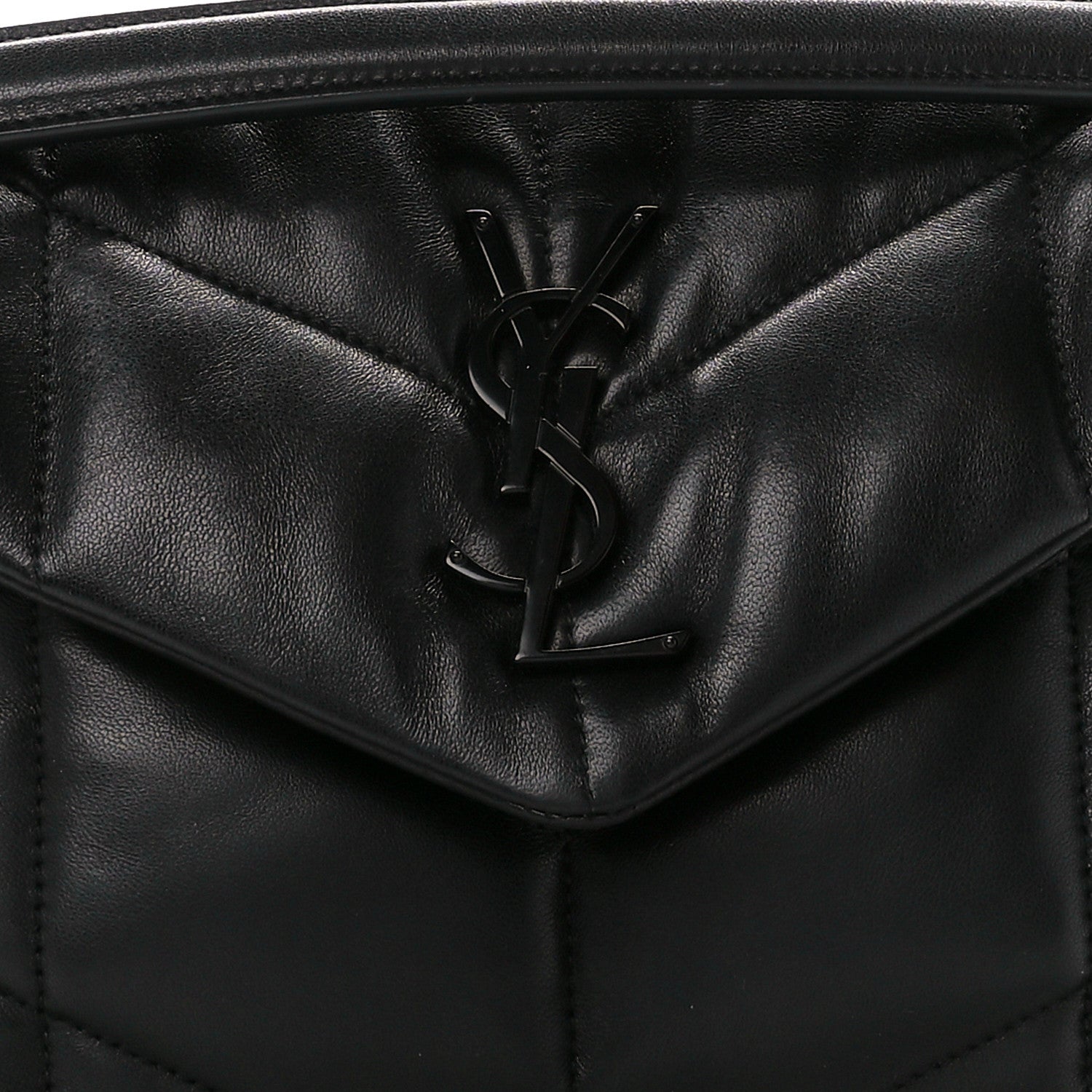 Saint Laurent Lambskin Quilted Monogram Monochrome Small Loulou Puffer Chain Satchel Black 9 of 11