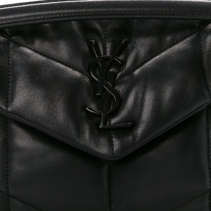 Saint Laurent Lambskin Quilted Monogram Monochrome Small Loulou Puffer Chain Satchel Black 9 of 11