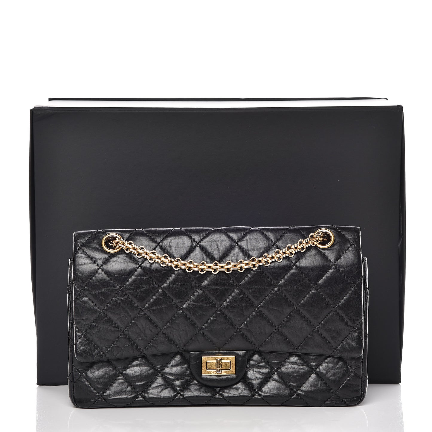 Aged Calfskin Quilted 2.55 Reissue 226 Flap Black