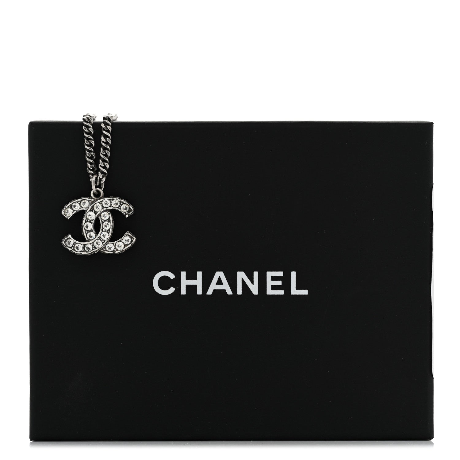 Chanel Ruthenium Crystal Pearl CC Pendant Necklace Silver 7 of 7