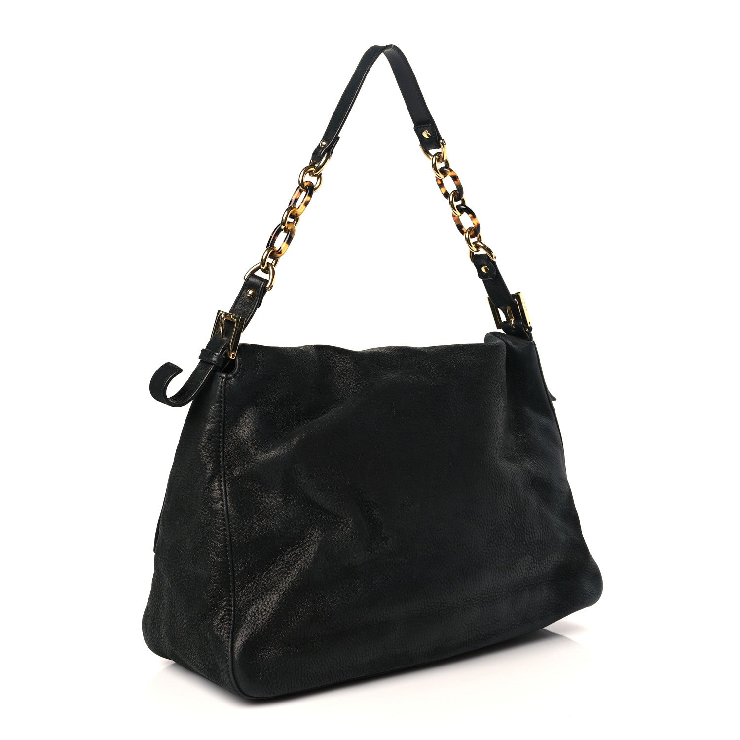 Fendi Vitello Savana Big Mama Baguette Black Tartaruga Natural 3 of 9