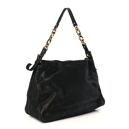 Fendi Vitello Savana Big Mama Baguette Black Tartaruga Natural 3 of 9