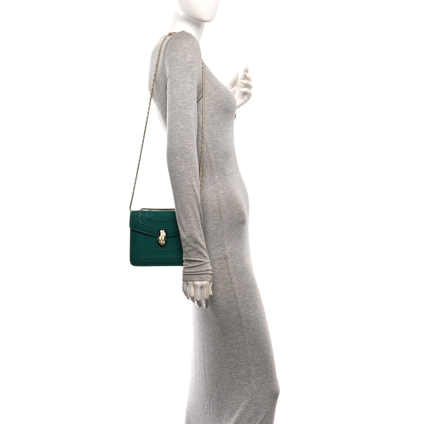 Calfskin Small Serpenti Forever Snake Strap Crossbody Bag Emerald Green