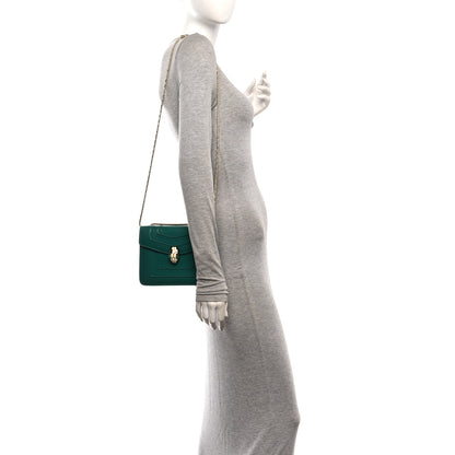 Bulgari Calfskin Small Serpenti Forever Snake Strap Crossbody Bag Emerald Green 2 of 14