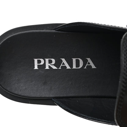 Prada Spazzolato Metal Triangle Logo 40mm Loafer Mules 36.5 Black 7 of 8