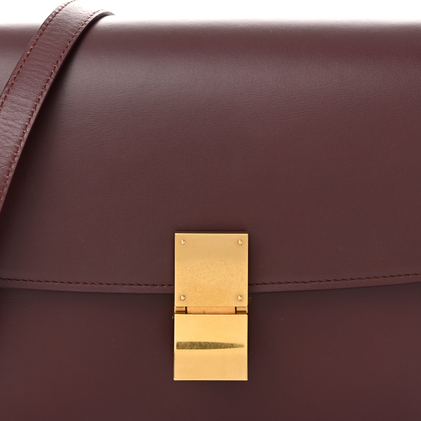 Box Calfskin Medium Classic Box Flap Bag Burgundy
