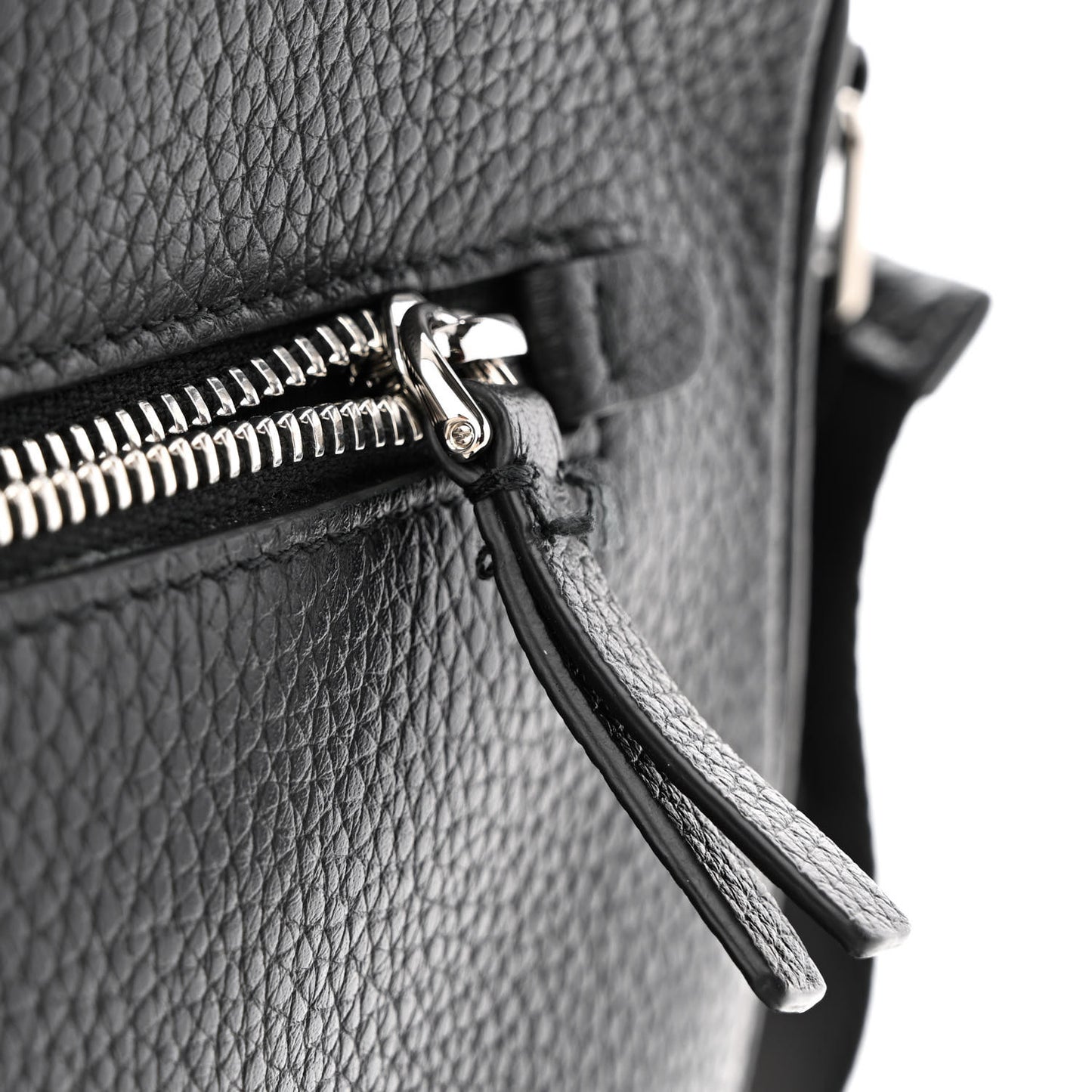 Grainy Calfskin Embossed Bruno Messenger Black