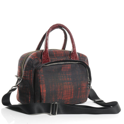 Prada Cordura Crocco Satchel Rosso 3 of 11