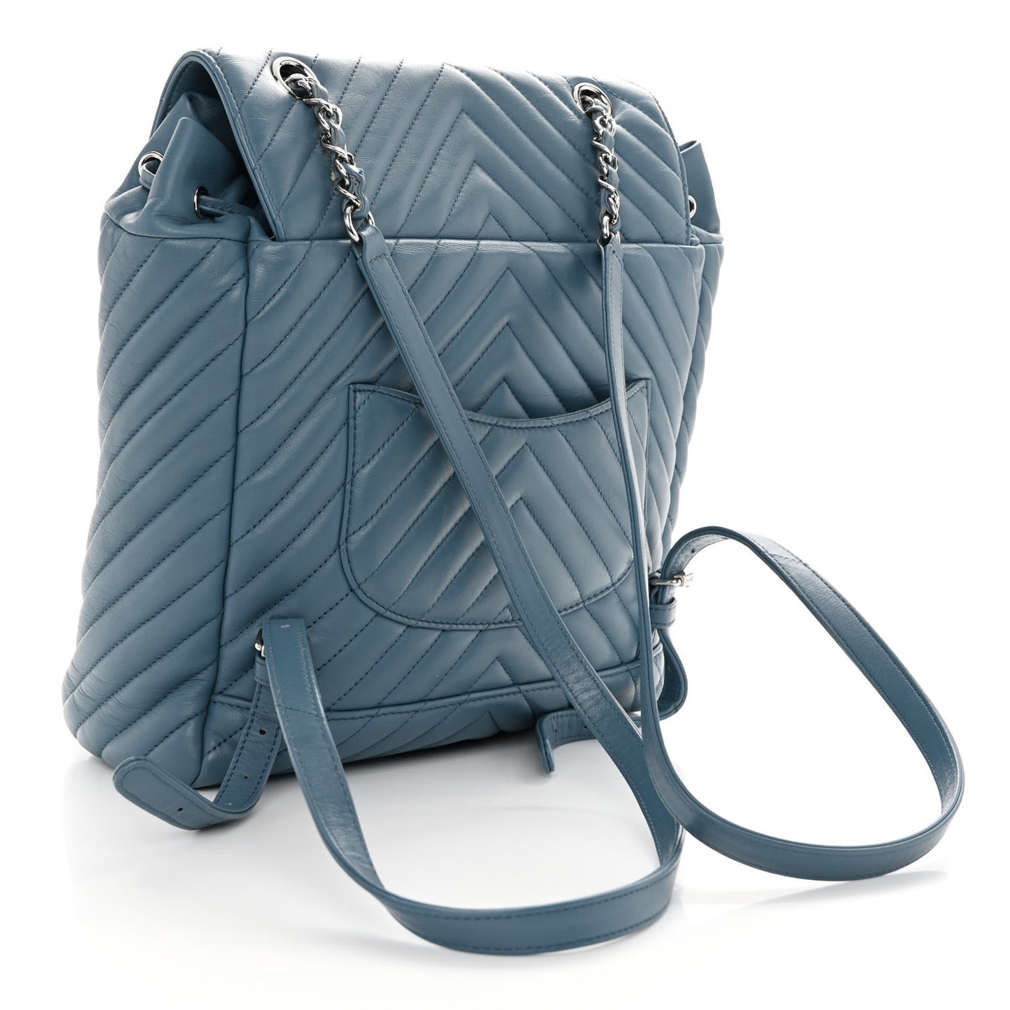 Calfskin Chevron Quilted Large Urban Spirit Backpack Light Blue