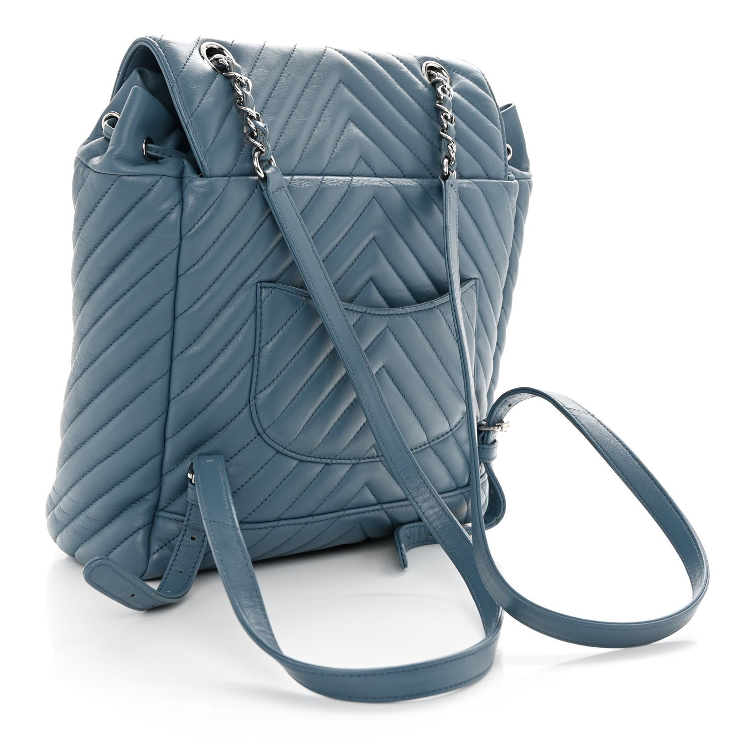 Chanel Calfskin Chevron Quilted Large Urban Spirit Backpack Light Blue 3 of 12