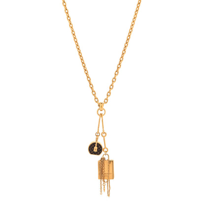 Louis Vuitton Metal Mini Boite Chapeau Pendant Necklace Gold 1 of 6