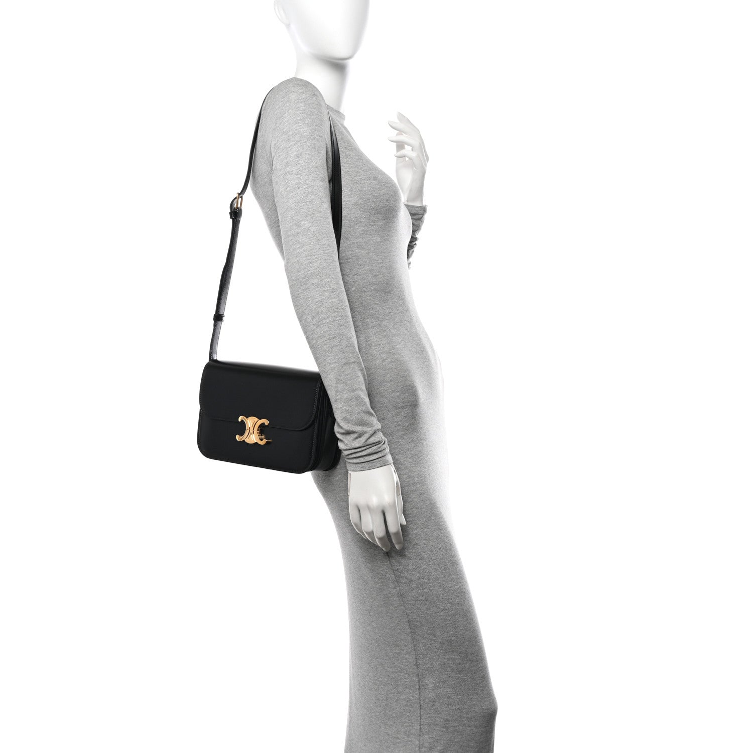 Celine Shiny Calfskin Medium Triomphe Black 2 of 11