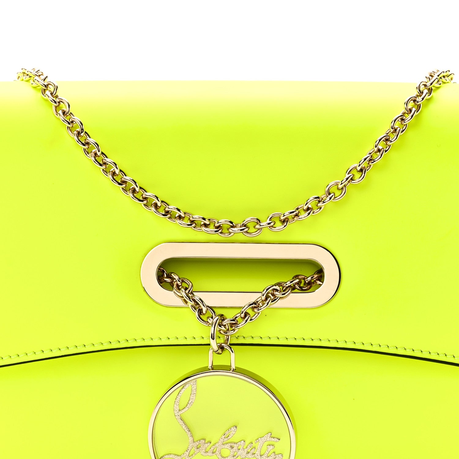 Christian Louboutin Matte Calfskin Riviera Clutch  Fluo Yellow 7 of 9