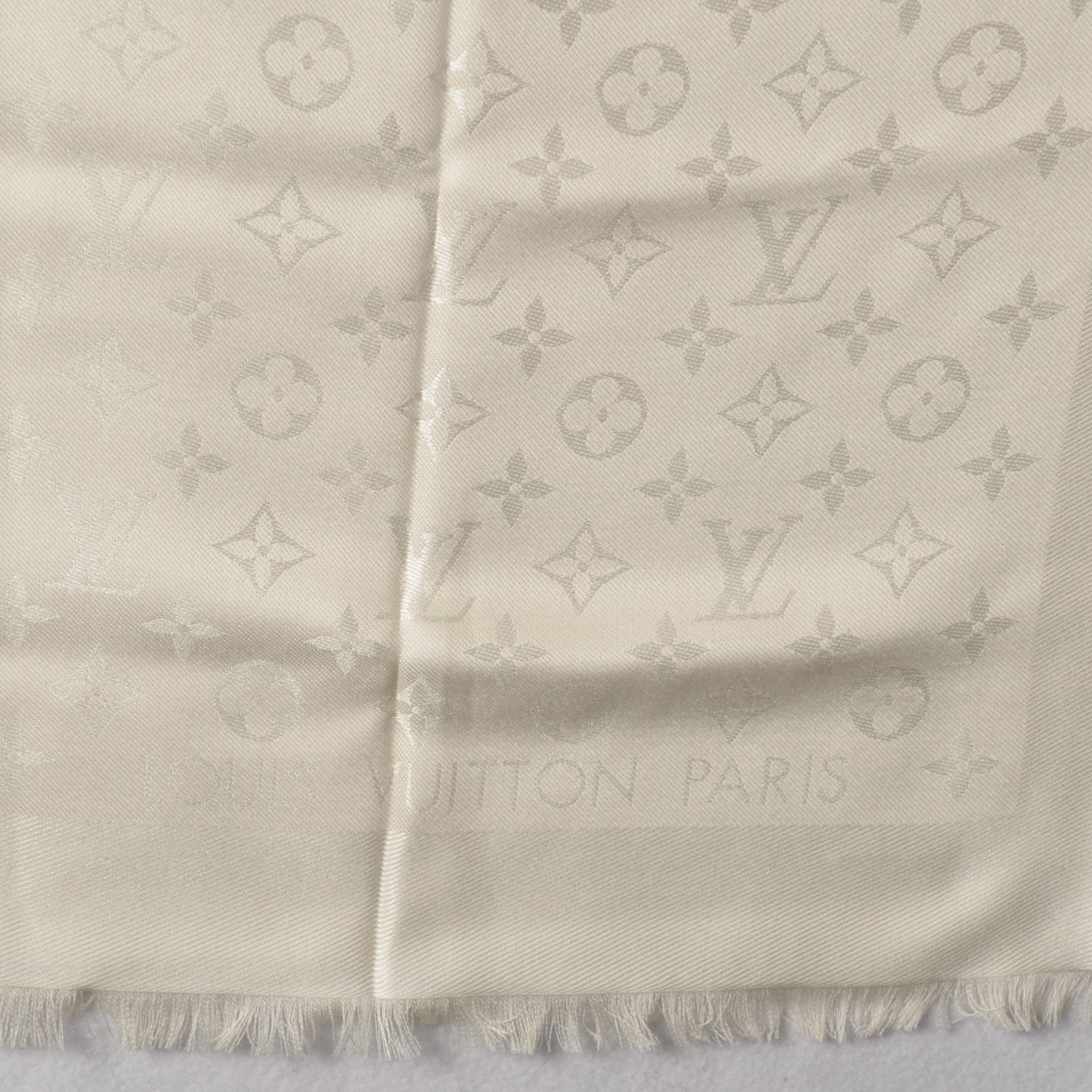 Louis Vuitton Silk Wool Monogram Shawl White 4 of 5