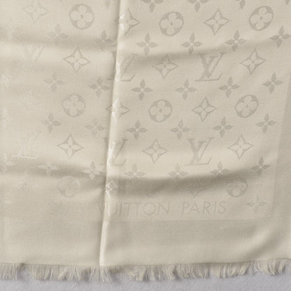 Louis Vuitton Silk Wool Monogram Shawl White 4 of 5