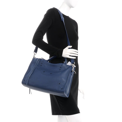Balenciaga Veau Grana Perforated Blackout Hardware City Bleu Tanzanite 2 of 8