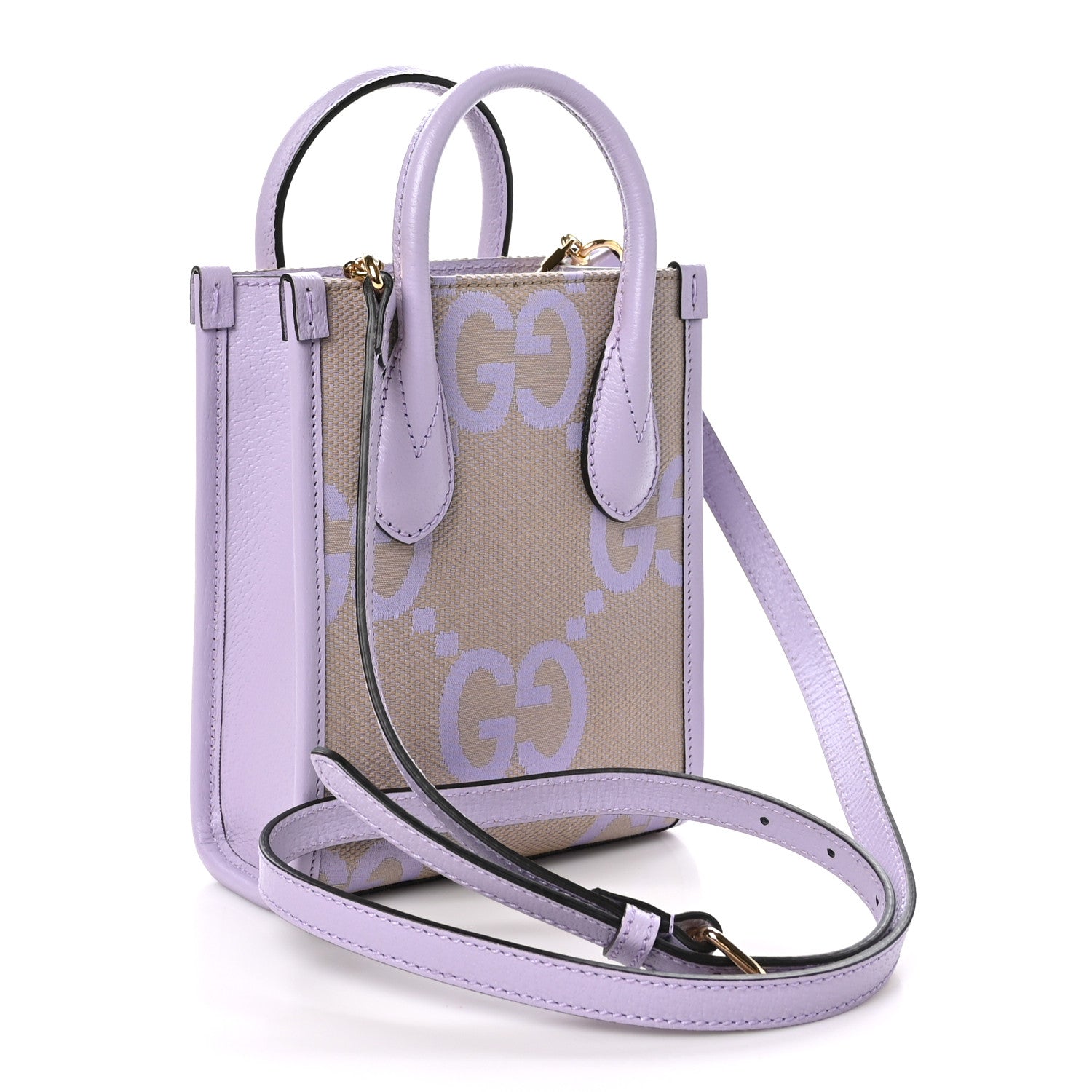 Gucci Monogram Jumbo GG Textured Dollar Calfskin Mini Tote Bag Beige Lapis 3 of 10