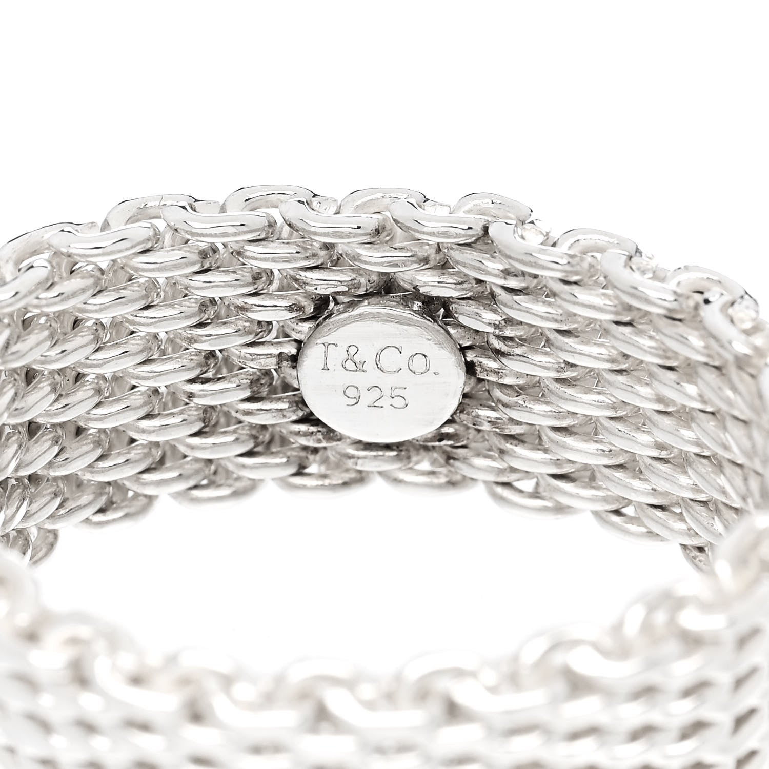 Tiffany Sterling Silver Somerset Mesh Ring 63 10.5 4 of 4