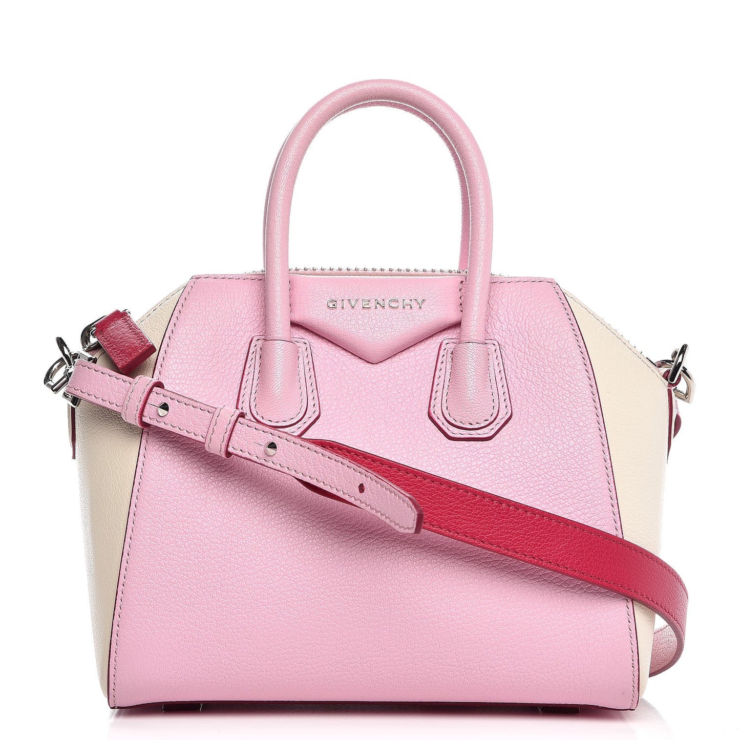 Sugar Goatskin Mini Tri-Color Antigona Bright Pink White Fuchsia