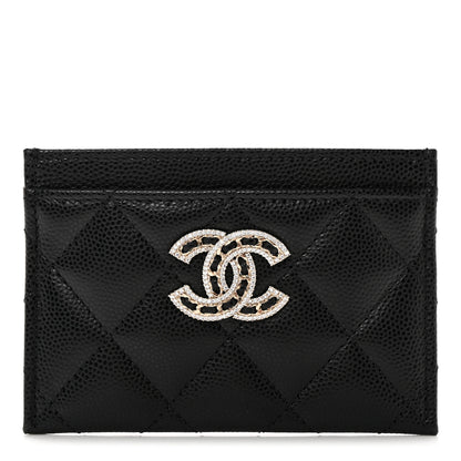 Chanel Caviar Quilted Crystal Card Holder Black 1 of 9