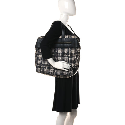 Chanel Lambskin Nylon Tweed Printed Tote Black White 2 of 11