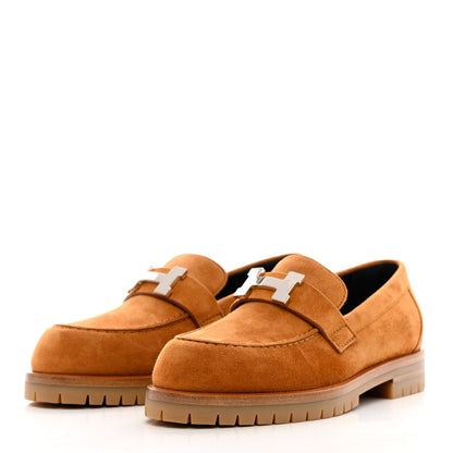 Hermes Suede Goatskin Womens Faubourg Loafers 35 Naturel 3 of 11
