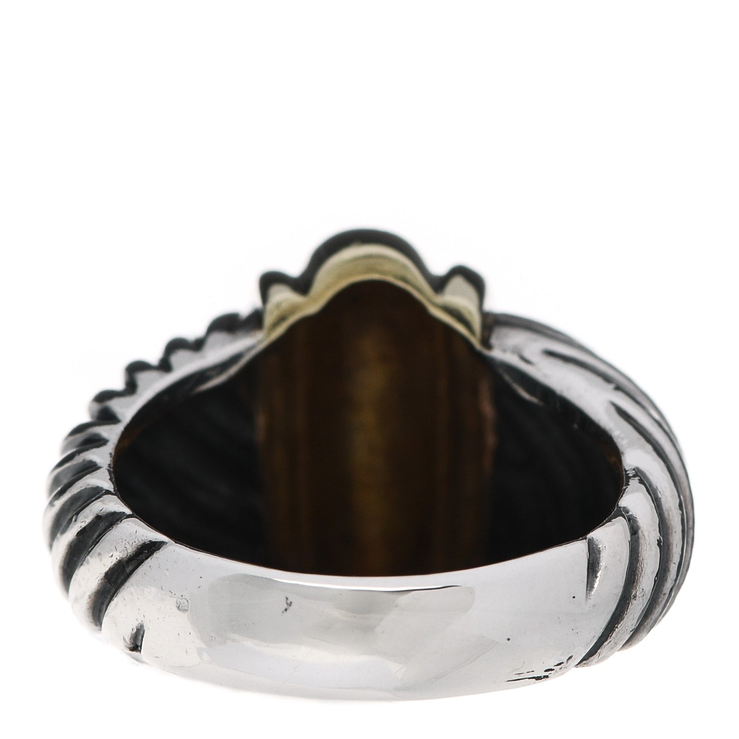Sterling Silver 14K Yellow Gold Cable Station Ring 49 5