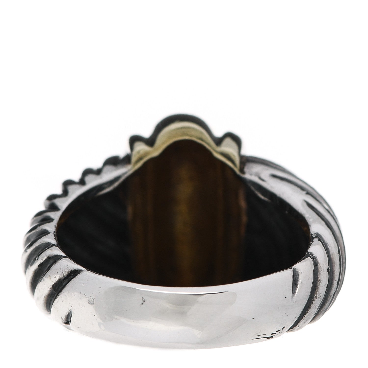 David Yurman Sterling Silver 14K Yellow Gold Cable Station Ring 49 5 4 of 6