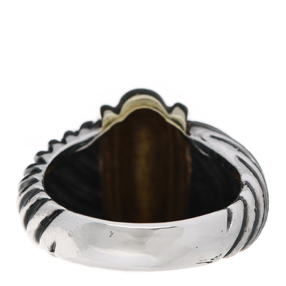 David Yurman Sterling Silver 14K Yellow Gold Cable Station Ring 49 5 4 of 6