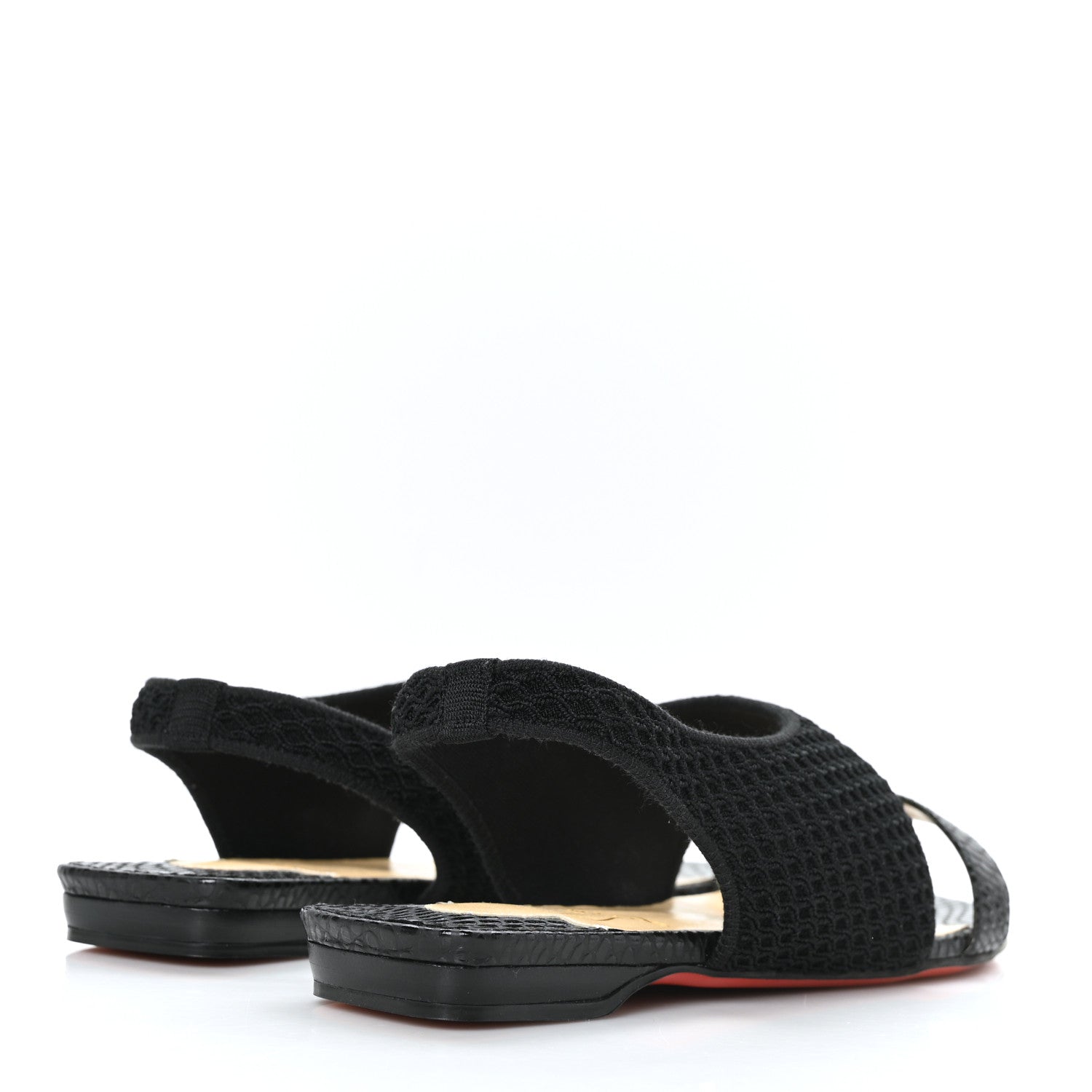 Christian Louboutin Calfskin Mesh Snakeskin Embossed Georgette Flats 36 Black 4 of 7