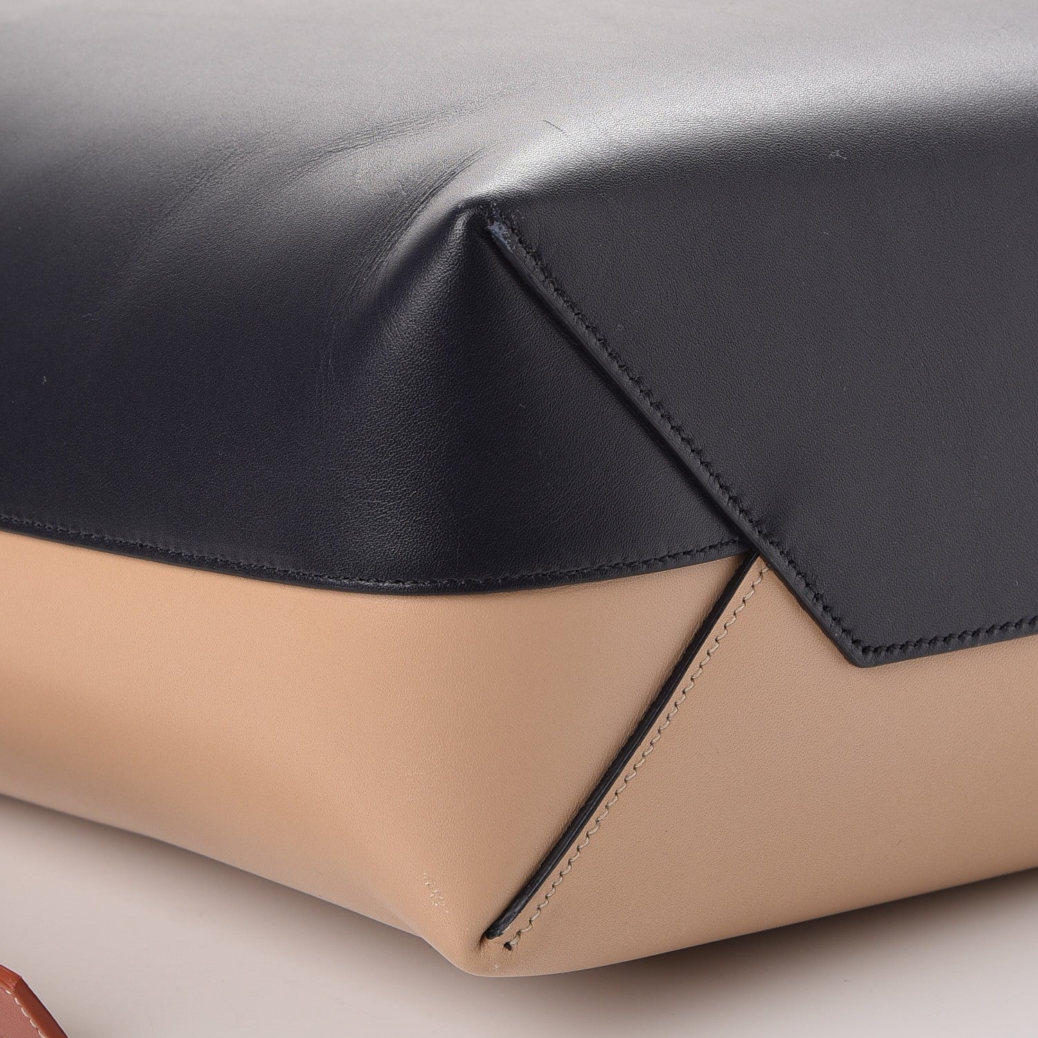 Celine Shiny Smooth Calfskin Small Twisted Cabas Navy Beige 10 of 11