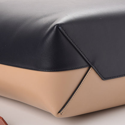 Celine Shiny Smooth Calfskin Small Twisted Cabas Navy Beige 10 of 11