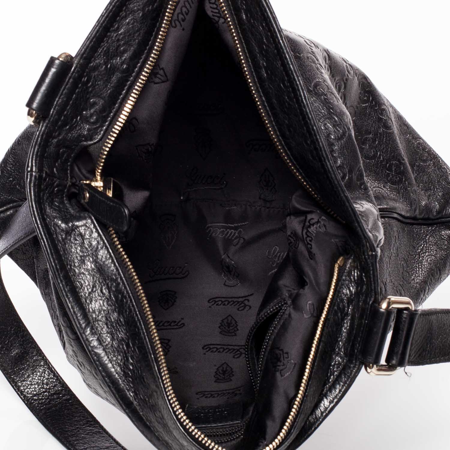 Gucci Guccissima Flat Messenger Bag Black 9 of 11