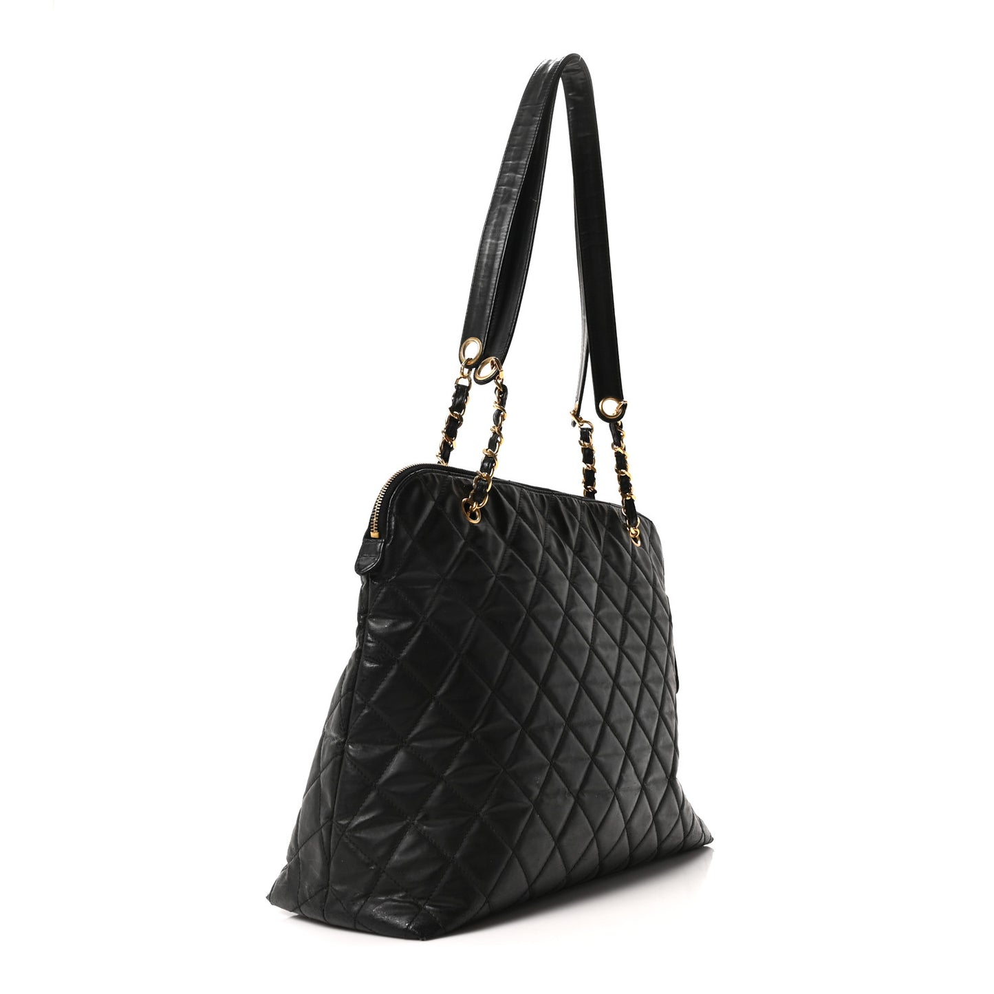 Vinyl Quilted Shoulder Bag Black