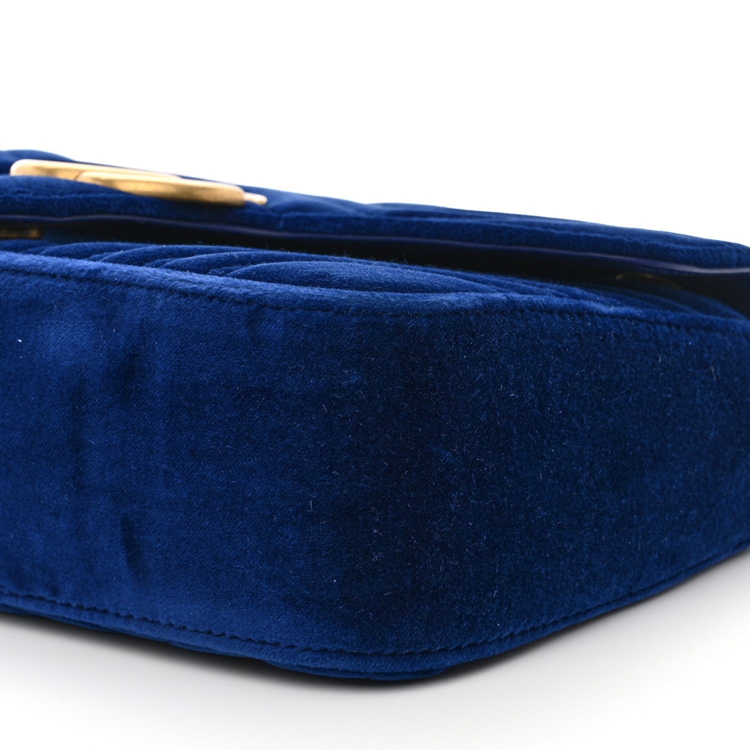 Gucci Velvet Matelasse Small GG Marmont Shoulder Bag Cobalt Blue 10 of 10