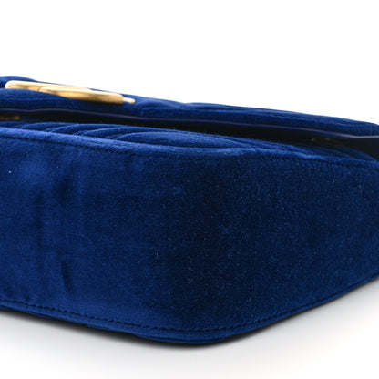 Gucci Velvet Matelasse Small GG Marmont Shoulder Bag Cobalt Blue 10 of 10