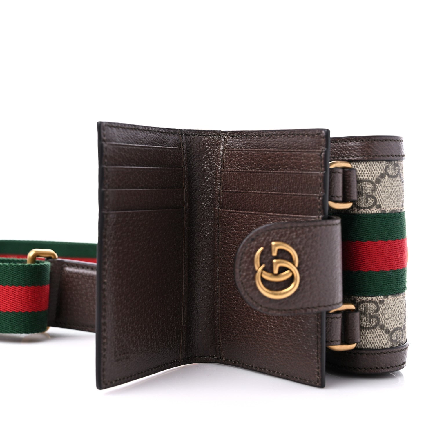 Gucci GG Supreme Monogram Web Mini Ophidia Crossbody Bag Detachable Wallet Beige Ebony 8 of 12