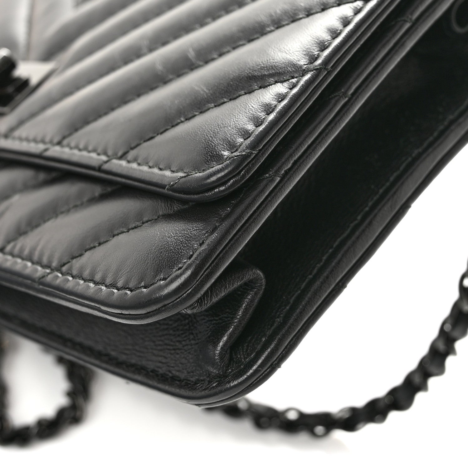 Chanel Aged Calfskin Chevron Quilted Reissue Wallet On Chain WOC So Black 12 of 14