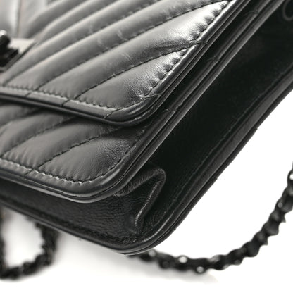 Chanel Aged Calfskin Chevron Quilted Reissue Wallet On Chain WOC So Black 12 of 14