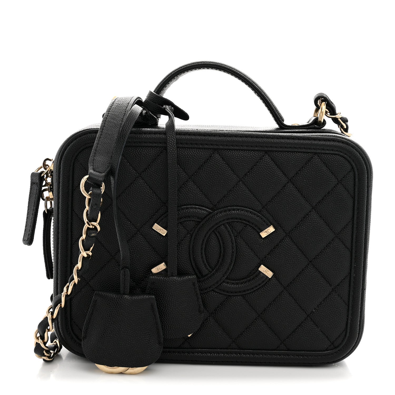 Chanel Caviar Quilted Medium CC Filigree Vanity Case Black 1 of 11