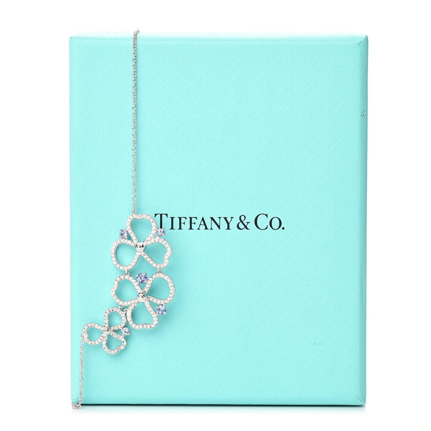 Platinum Diamond Tanzanite Paper Flowers Open Cluster Pendant Necklace