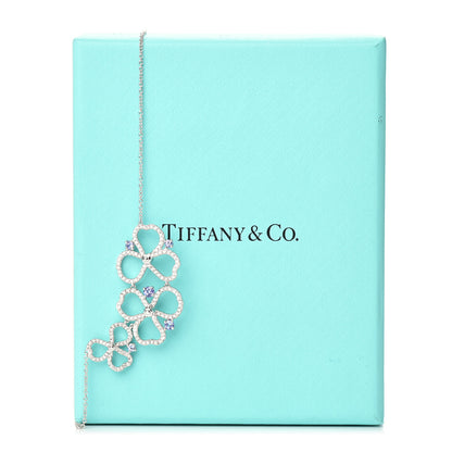 Tiffany Platinum Diamond Tanzanite Paper Flowers Open Cluster Pendant Necklace 6 of 6