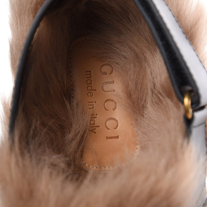 Gucci Calfskin Fur Mens Horsebit River Slingback Slippers 6 Black 9 of 10