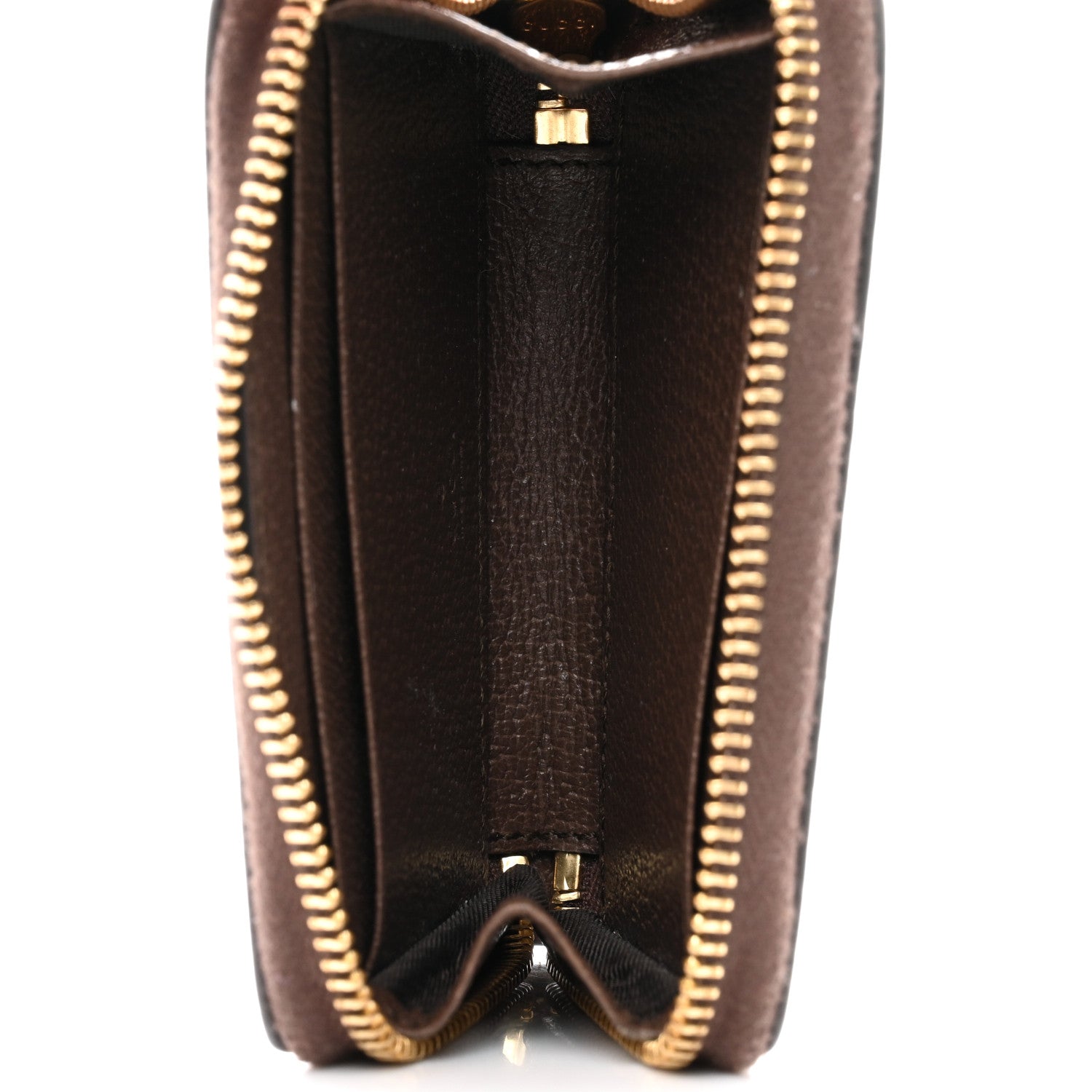 Gucci GG Supreme Monogram Textured Dollar Calfskin Web Ophidia Zip Around Card Case Wallet Beige Ebony New Acero 4 of 11