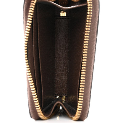 Gucci GG Supreme Monogram Textured Dollar Calfskin Web Ophidia Zip Around Card Case Wallet Beige Ebony New Acero 4 of 11